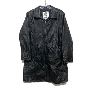 CAG Comint Black Genuine Leather Jacket Long Full Zipper Womens Medium M